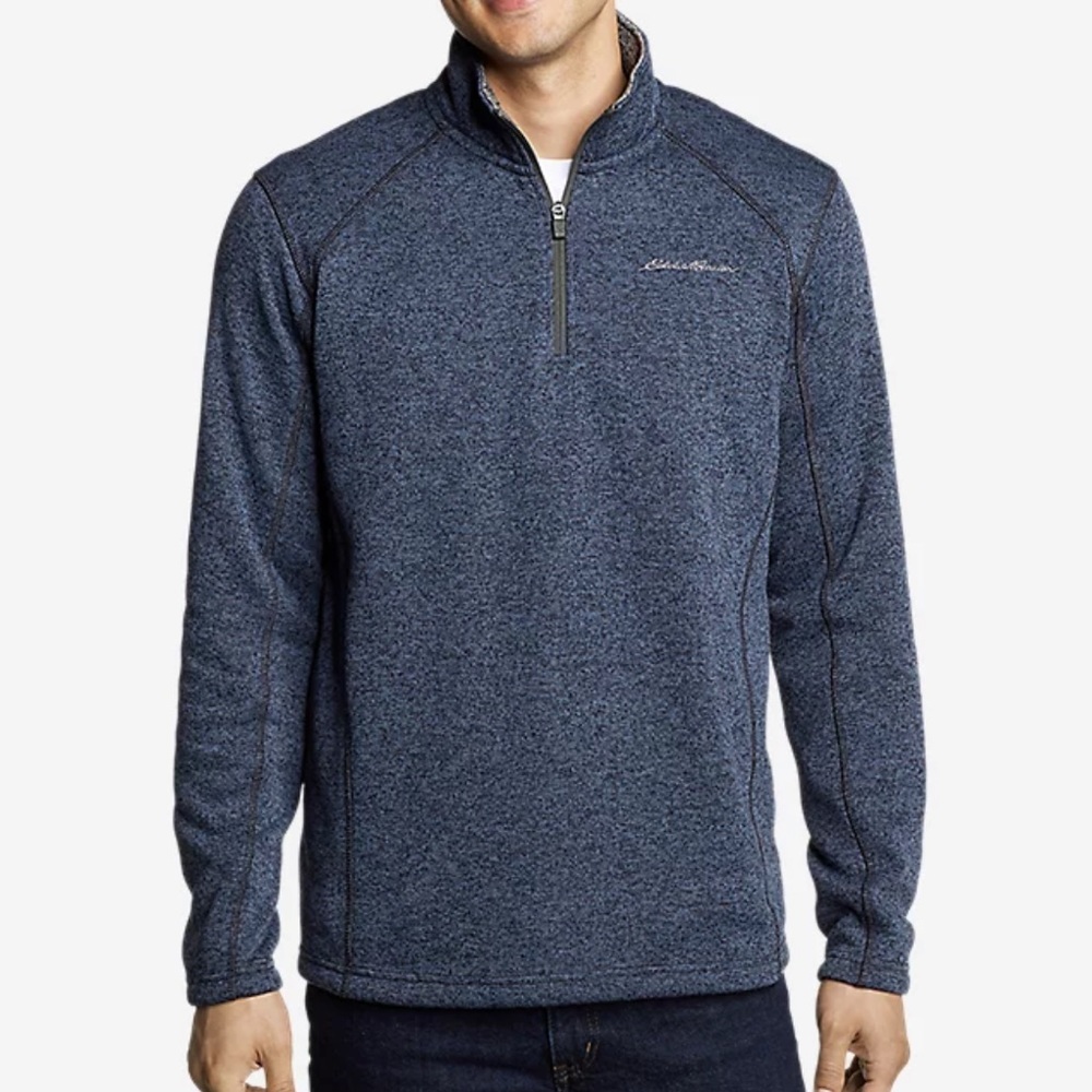 Mens Small Eddie Bauer Radiator Fleece 1/4 Zip Blue Sweater Winter